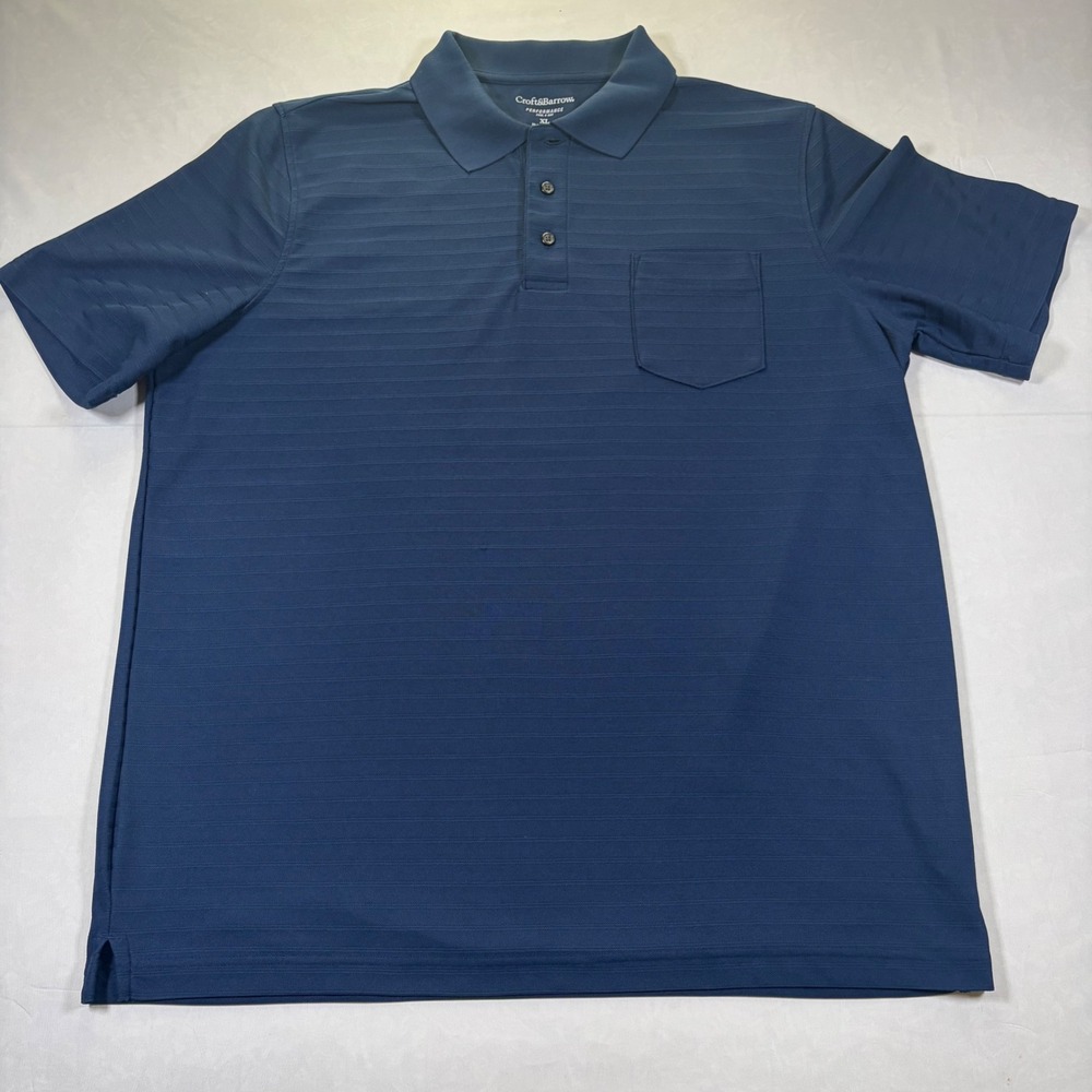 Croft & Barrow Performance Polo Shirt Mens XL Blue Short Sleeve Pocket Golf 0139